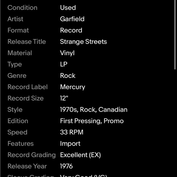 GARFIELD-- 'Strange Streets' 1976 LP VINYL EXCELLENT Rare Canadian Early Release - Picture 10 of 11